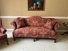 Load image into Gallery viewer, Pennsylvania House Chippendale Style Upholstered Sofa in Red Damask
