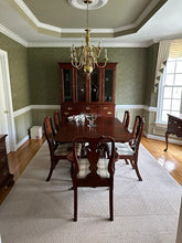 Load image into Gallery viewer, Henkel Harris Wild Black Cherry Double Pedestal Dining Table with Two Leaves