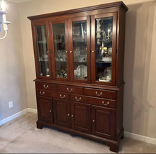 Load image into Gallery viewer, Henkel Harris Wild Black Cherry Breakfront China Cabinet Dated 1994