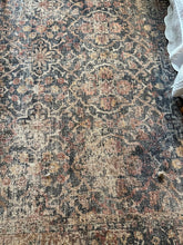 Load image into Gallery viewer, Vintage Inspired Traditional Medallion Area Rug 12 x 9 in Muted Blue and Rust