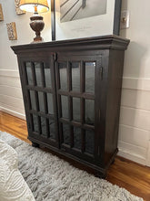 Load image into Gallery viewer, Crate and Barrel Attributed Faulkner Library Cabinet Solid Wood Glass Door Bookcase