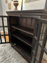 Load image into Gallery viewer, Crate and Barrel Attributed Faulkner Library Cabinet Solid Wood Glass Door Bookcase