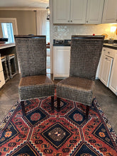 Load image into Gallery viewer, Pier 1 Rattan Dining Chairs with Dark Wood Frame Set of Two