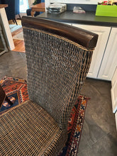 Load image into Gallery viewer, Pier 1 Rattan Dining Chairs with Dark Wood Frame Set of Two