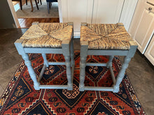 Load image into Gallery viewer, Counter Height Woven Rush Bar Stools Set of Two 24 Inch