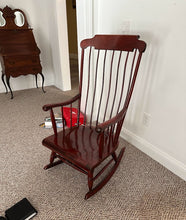 Load image into Gallery viewer, Cherry Windsor Style Wooden Rocking Chair with High Spindle Back