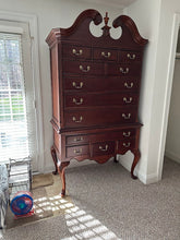 Load image into Gallery viewer, American Drew Traditional Cherry Highboy Chest on Chest with Scroll Pediment