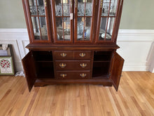 Load image into Gallery viewer, Traditional Cherry China Cabinet with Glass Display Hutch and Storage Base