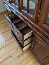 Load image into Gallery viewer, Traditional Cherry China Cabinet with Glass Display Hutch and Storage Base