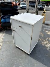 Load image into Gallery viewer, White Rolling Sewing Craft Work Cart with Drawer and Cabinet Storage