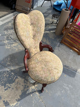 Load image into Gallery viewer, Vintage Floral Upholstered Heart Back Parlor Chair with Carved Wood Frame