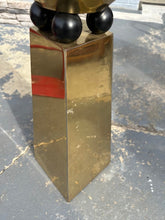 Load image into Gallery viewer, Pair Postmodern Brass Table Lamps Geometric Pedestal Base 1980s