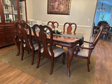 Load image into Gallery viewer, Cherry Wood Dining Table Set with 6 Chairs and Extension Leaf