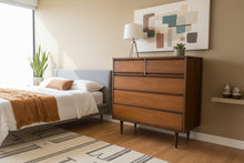 Load image into Gallery viewer, Mid Century Modern Dixie Walnut 5 Drawer Chest on Tapered Legs