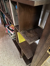 Load image into Gallery viewer, Mid Century Modern Solid Wood Open Bookcase with Geometric Shelving