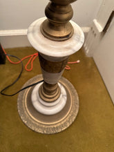 Load image into Gallery viewer, Tall Marble and Brass Floor Lamp Neoclassical Hollywood Regency Style
