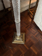 Load image into Gallery viewer, Vintage Brass and Cut Glass Column Floor Lamp 3 Way 60 Inch
