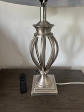 Load image into Gallery viewer, Modern Brushed Nickel Table Lamps Set of 2 With Gray Drum Shades