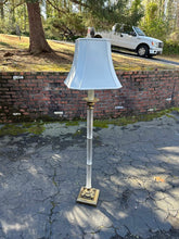 Load image into Gallery viewer, Vintage Brass and Cut Glass Column Floor Lamp 3 Way 60 Inch