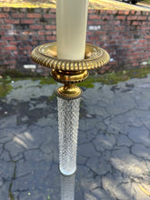 Load image into Gallery viewer, Vintage Brass and Cut Glass Column Floor Lamp 3 Way 60 Inch