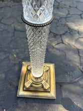 Load image into Gallery viewer, Vintage Brass and Cut Glass Column Floor Lamp 3 Way 60 Inch