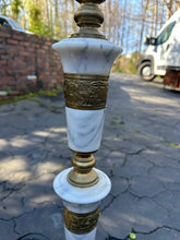 Load image into Gallery viewer, Tall Marble and Brass Floor Lamp Neoclassical Hollywood Regency Style