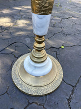 Load image into Gallery viewer, Tall Marble and Brass Floor Lamp Neoclassical Hollywood Regency Style