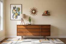Load image into Gallery viewer, Mid Century Modern Dixie Walnut Triple Dresser with Tapered Legs