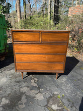 Load image into Gallery viewer, Mid Century Modern Dixie Walnut 5 Drawer Chest on Tapered Legs