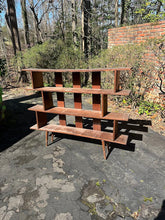 Load image into Gallery viewer, Mid Century Modern Solid Wood Open Bookcase with Geometric Shelving