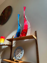 Load image into Gallery viewer, JoJo Hebi Arts Metal Sculptures Pair Mars Vases Red Blue Abstract Floor Sculptures