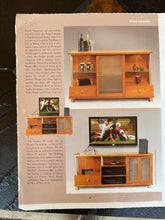 Load image into Gallery viewer, Teak Media Console Cabinet with Frosted Glass Doors and Metal Legs