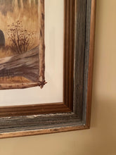 Load image into Gallery viewer, Black Bear by the Lake Rustic Wildlife Art by R. Jenkins in Reclaimed Wood Frame