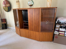 Load image into Gallery viewer, Teak Wall Unit Display Cabinet with Glass Doors and Media Bay