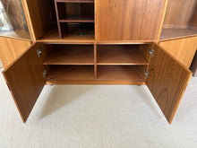 Load image into Gallery viewer, Teak Wall Unit Display Cabinet with Glass Doors and Media Bay