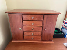 Load image into Gallery viewer, Wood Jewelry Armoire Chest Tabletop Organizer with Drawers and Necklace Doors