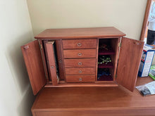 Load image into Gallery viewer, Wood Jewelry Armoire Chest Tabletop Organizer with Drawers and Necklace Doors