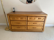 Load image into Gallery viewer, Vintage Oak Dresser Lowboy 6 Drawer Storage Cabinet