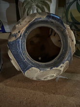 Load image into Gallery viewer, Studio Pottery Lidded Jar Blue Beige Spiral Motif Decorative Vessel
