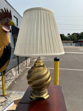 Load image into Gallery viewer, Vintage Brass Swirl Table Lamp with Pleated Shade – 23" Tall