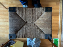 Load image into Gallery viewer, Hitchcock Rush Seat Bench Stool with Ebonized Frame and Hand Woven Seat