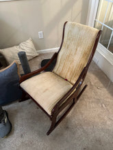 Load image into Gallery viewer, Traditional Mahogany Rocking Chair with Upholstered High Back Lounge Chair