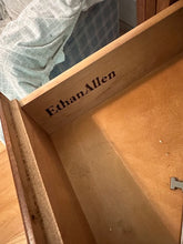 Load image into Gallery viewer, Ethan Allen Early American Secretary Desk Bookcase with Metal Fretwork Glass Doors