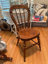 Load image into Gallery viewer, Ethan Allen Hand Painted Solid Wood Side Chair with Floral Crest Rail
