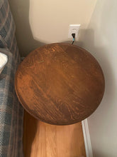 Load image into Gallery viewer, Vintage Oak Pedestal Plant Stand Round Side Table