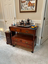 Load image into Gallery viewer, Pennsylvania House Solid Cherry Rolling Server Cart with Drop Leaves and Drawers