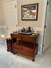 Load image into Gallery viewer, Pennsylvania House Solid Cherry Rolling Server Cart with Drop Leaves and Drawers
