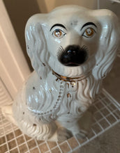 Load image into Gallery viewer, Vintage Staffordshire Style Spaniel Dog Porcelain Figurine Large White Mantel Statue