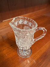 Load image into Gallery viewer, Vintage Pressed Glass Cream Pitcher Floral Pedestal Creamer