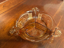 Load image into Gallery viewer, Fostoria Baroque Topaz Divided Relish Dish Amber Glass Server